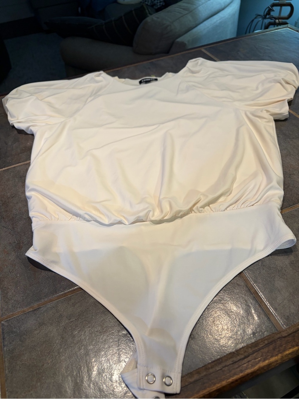 Express Cream Short Sleeve Bodysuit
